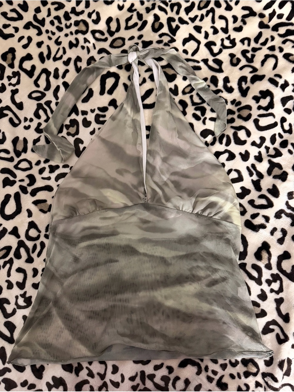 Halter Satin Cami Top in Sage Green